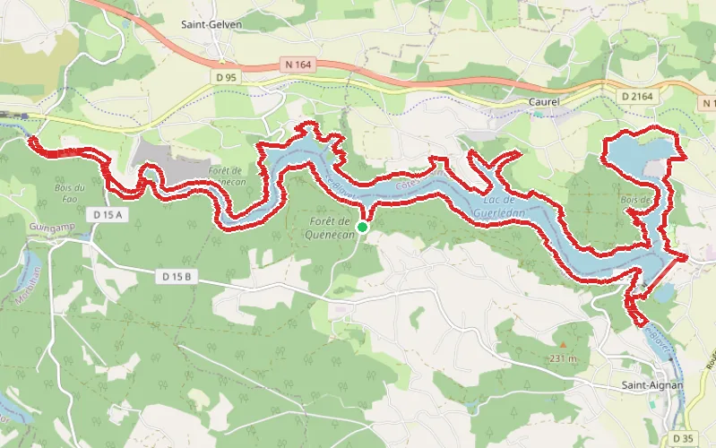 Tracé du parcours Tour du Lac de Guerlédan sur deux jours
