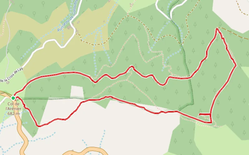 Tracé du parcours Montagne de Charray et ruines de l'ancien Prieuré