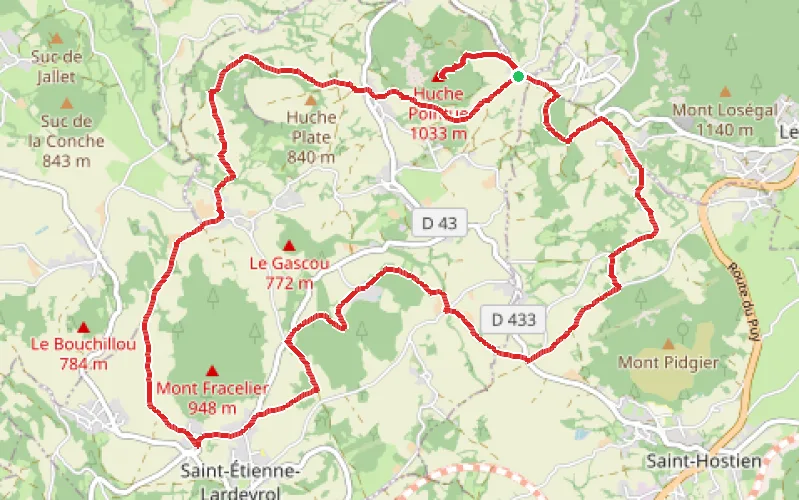 Tracé du parcours Le Château de Chamblas et les deux Huches