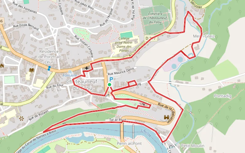 Tracé du parcours Circuit Paul Sérusier et bord de l'Aulne à Châteauneuf-du-Faou