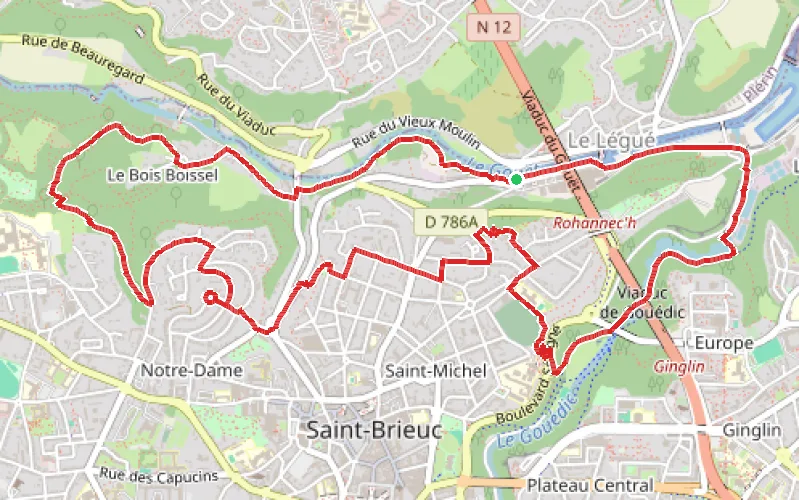Tracé du parcours Saint-Brieuc entre ville et vallées
