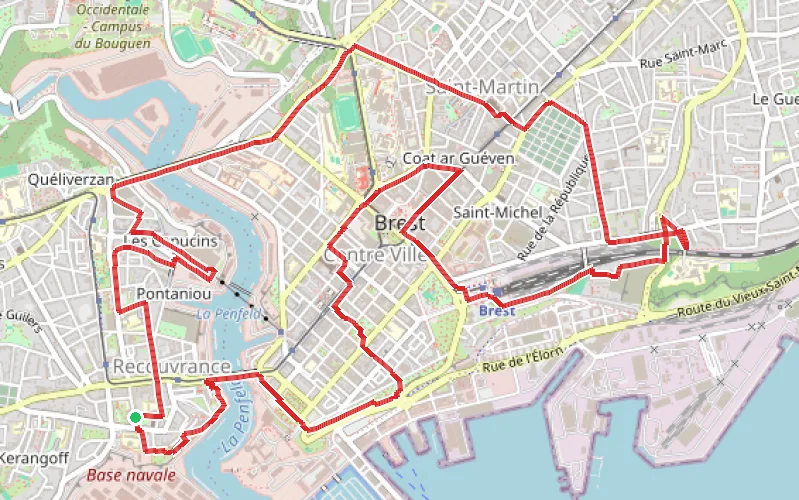 Tracé du parcours Boucle du centre-ville de Brest