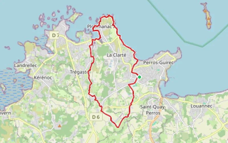 Tracé du parcours Entre rochers roses et vallée verte, autour de Perros-Guirec