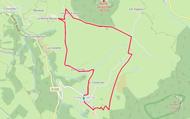 Tracé du parcours Boucle à Freycenet-La-Cuche