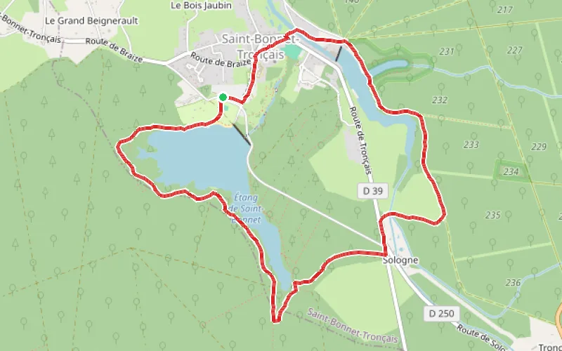 Tracé du parcours Tour des Étangs de Saint-Bonnet et Morat