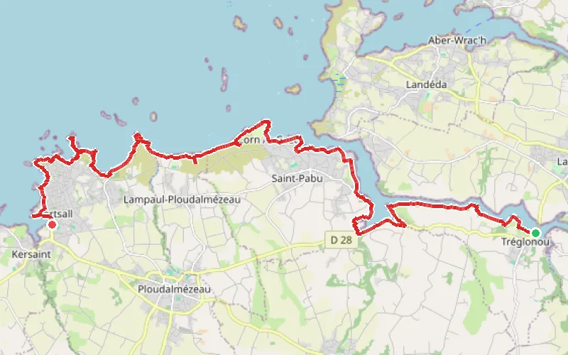 Tracé du parcours Tréglonou - Portsall