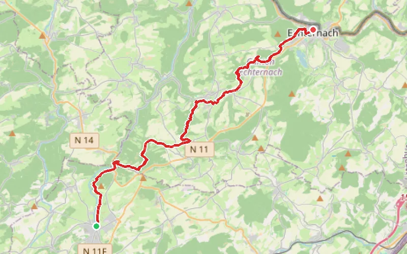 Tracé du parcours Junglinster - Echternach