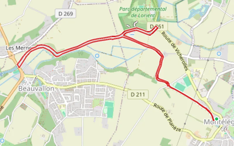 Tracé du parcours Sur les bords du Pétochin et de la Véore depuis Montéléger