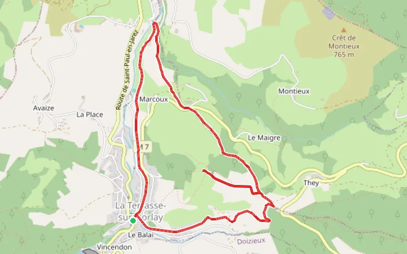 Tracé du parcours Le Crêt de Marcoux