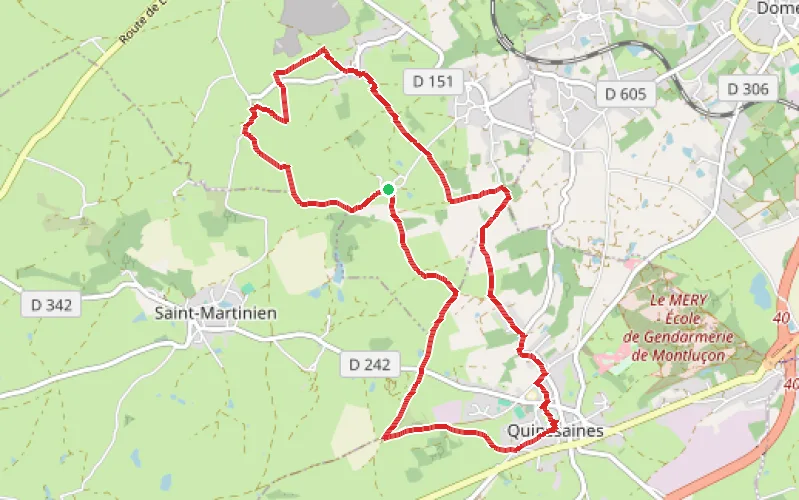 Tracé du parcours De la Bartillatte à l'église de Quinsaines