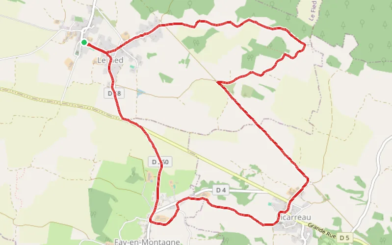 Tracé du parcours Trois villages pour une boucle jurassienne
