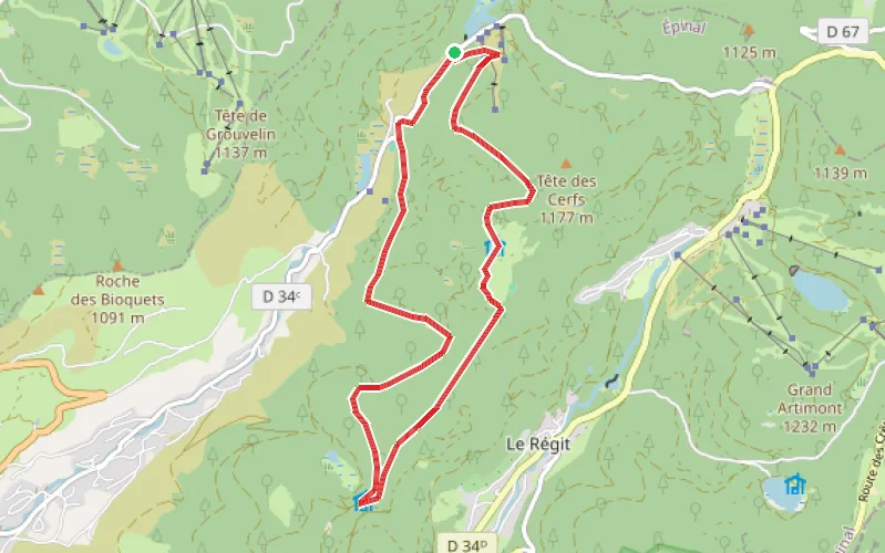Tracé du parcours Circuit autour du Lac de Lispach en passant par l'Abri des Champis