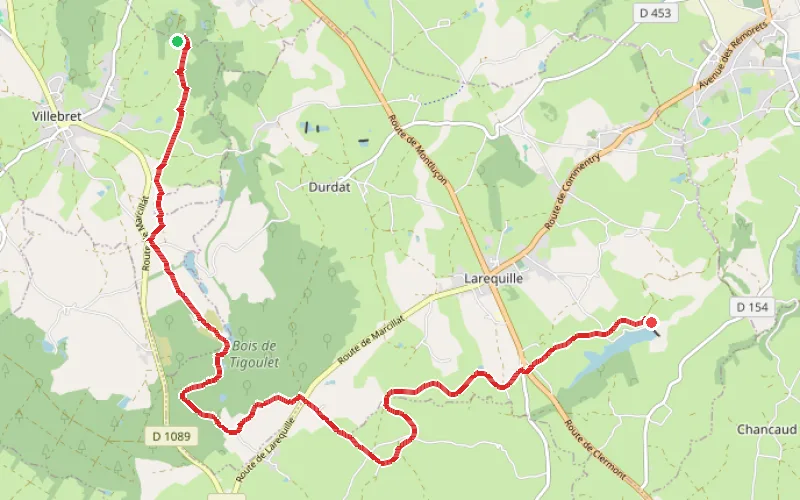 Tracé du parcours La Chapelle Saint-Joseph, Bois de Tigoulet, Barrage des Gannes