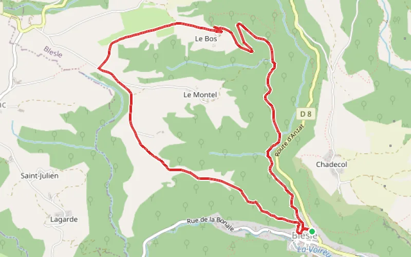 Tracé du parcours La Ferme du Bos