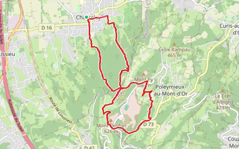 Tracé du parcours Balade dans les alentours de Chasselay