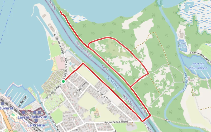 Tracé du parcours L'embouchure du Rhône dans le Léman