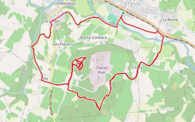 Tracé du parcours Boucle de Chessy aux carrières de Glay