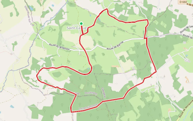 Tracé du parcours Autour de la Courrège par Saint-Cassien