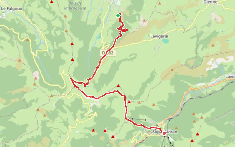 Tracé du parcours Le Claux - Super Lioran