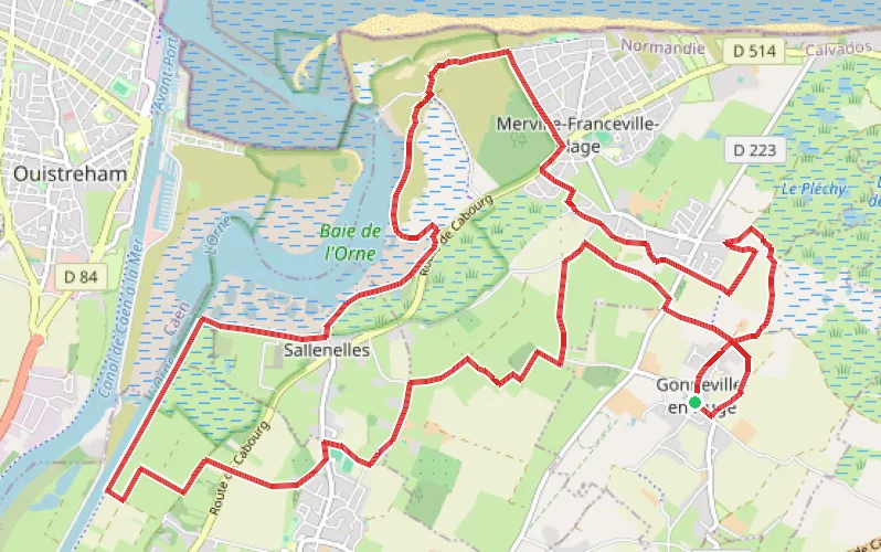 Tracé du parcours Autour de Gonneville-en-Auge en passant par Sallenelles
