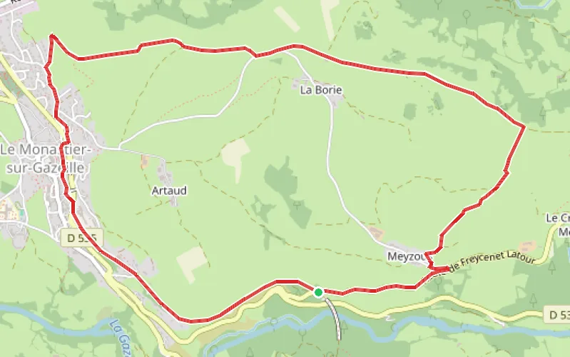 Tracé du parcours Du Viaduc de la Recoumène au Plateau de Meyzous