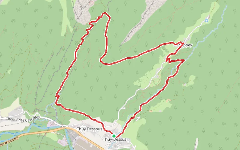 Tracé du parcours Châlet de la Têtaz en boucle