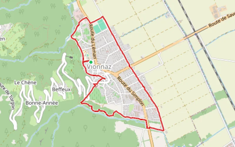Tracé du parcours La plaine du Rhône et les vignes de Vionnaz