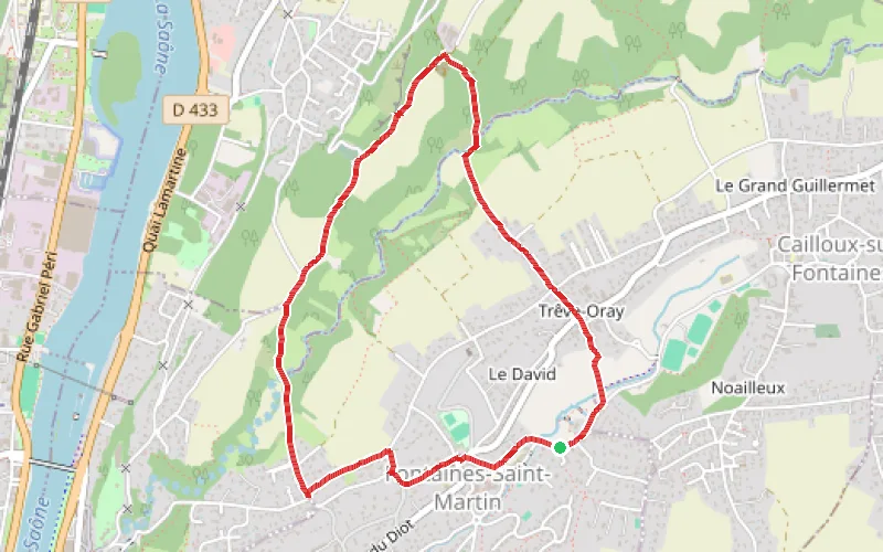 Tracé du parcours Le Bois des Côtes au départ de Fontaines-Saint-Martin