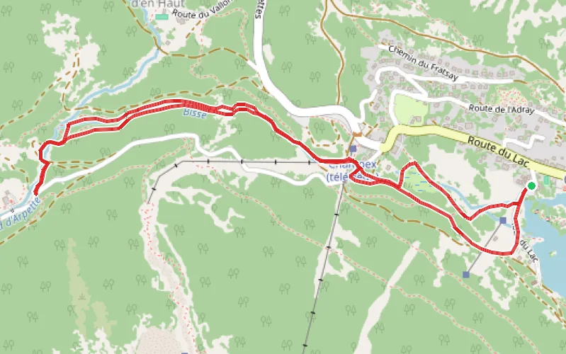 Tracé du parcours Sentier du Bisse