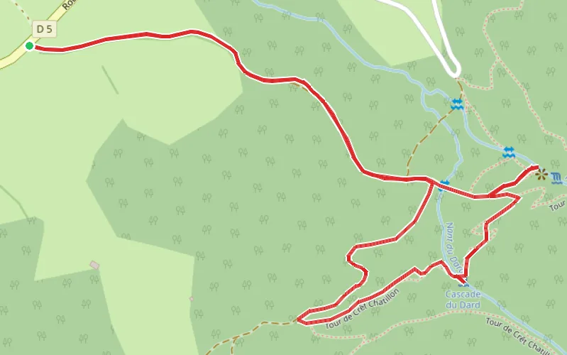 Tracé du parcours Circuit des cascades de Villaz