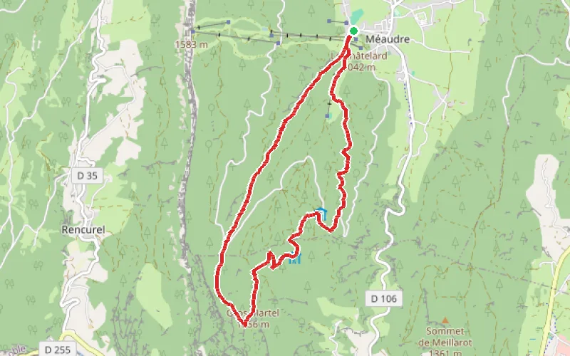 Tracé du parcours Le Gros Martel depuis Méaudre