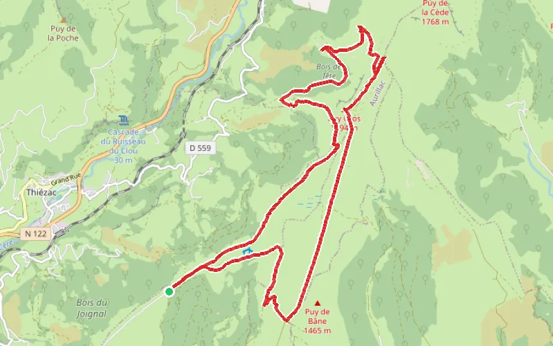 Tracé du parcours Le Puy Gros par les burons