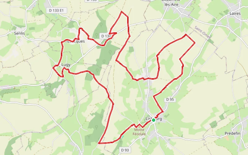 Tracé du parcours La haute vallée de la Lys
