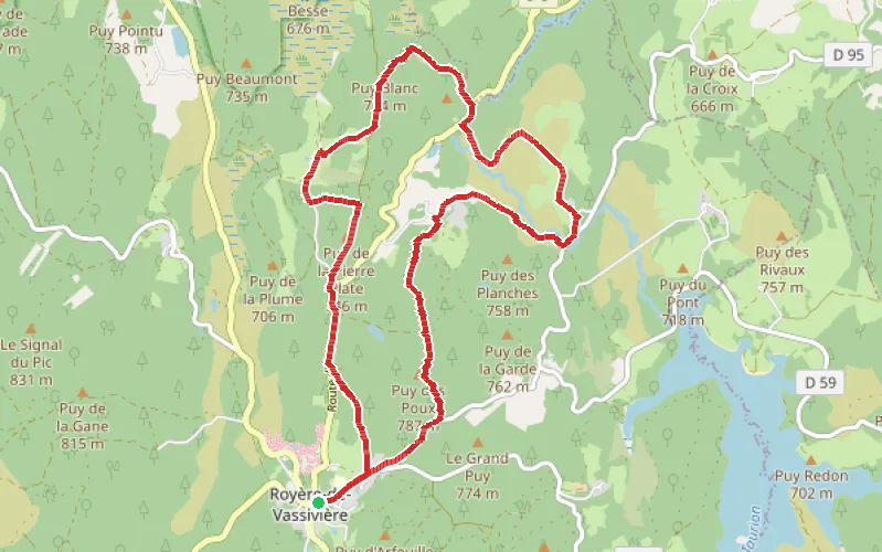 Tracé du parcours La vallée du Thaurion