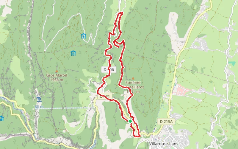 Tracé du parcours Une partie de la boucle Via Vercors depuis Fenat