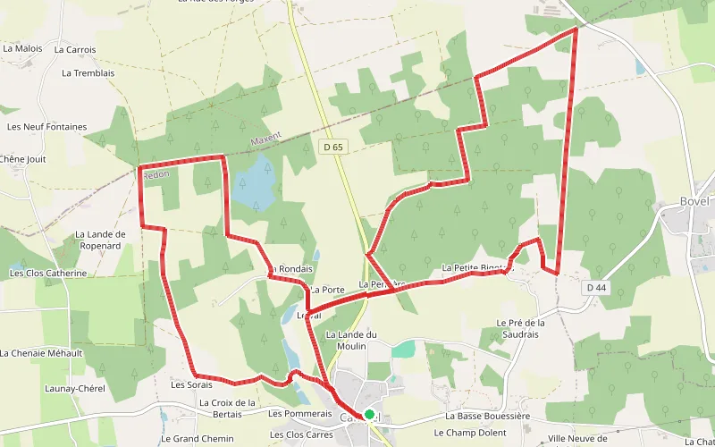 Tracé du parcours Les étangs et les landes de Campel