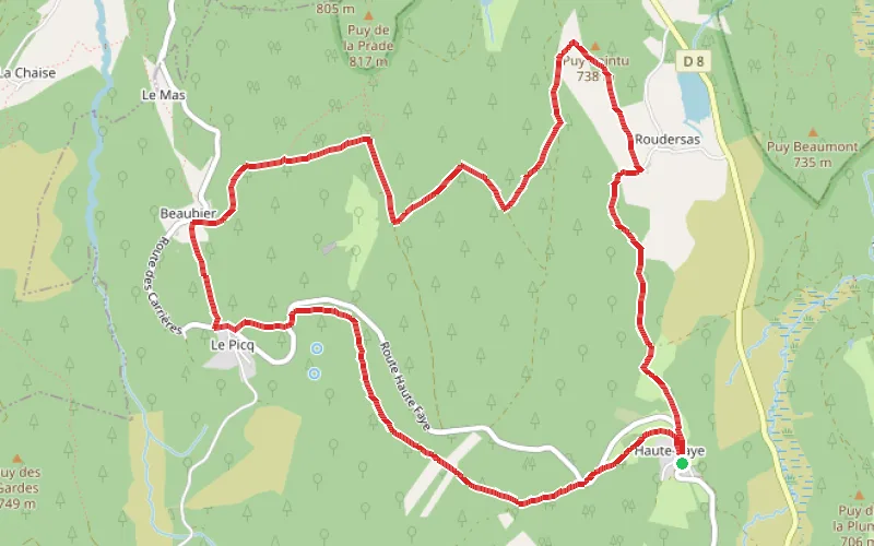 Tracé du parcours Circuit de Haute Faye