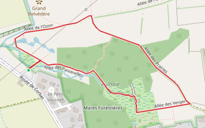 Tracé du parcours Zone humide de la Sauzaye