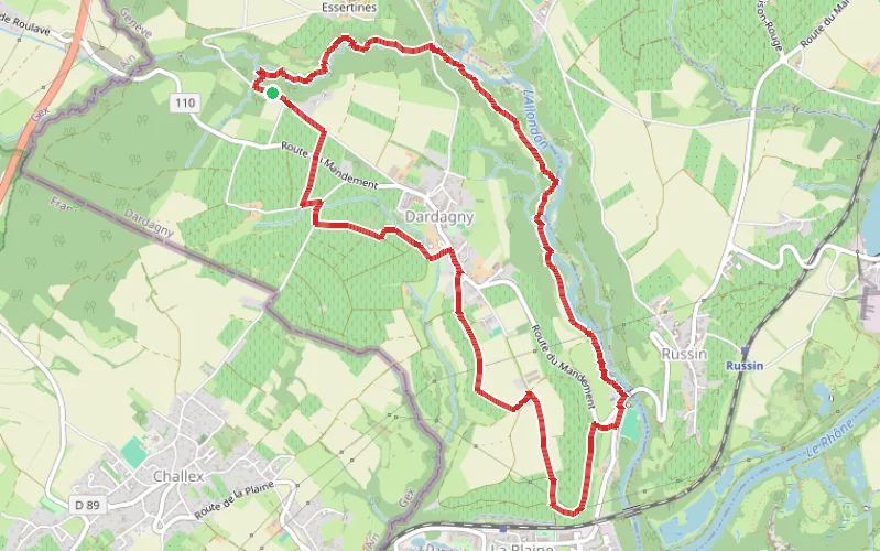 Tracé du parcours Boucle des gorges du Roulave et de l'Allondon