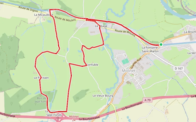Tracé du parcours Du canal latéral à la Loire au Château d'Estrées