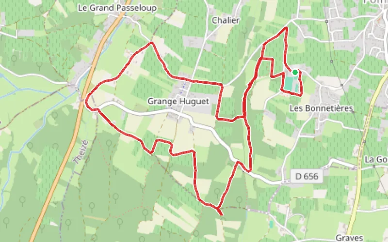 Tracé du parcours Cadoles et géo-patrimoine à Pommiers