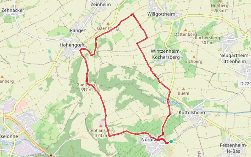 Tracé du parcours Chapelle Saint-Wendelin et Belvédère de Goeftberg
