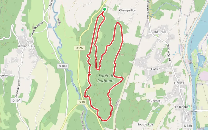 Tracé du parcours Forêt de Rothonne et Parcours Chevreuil à Belley