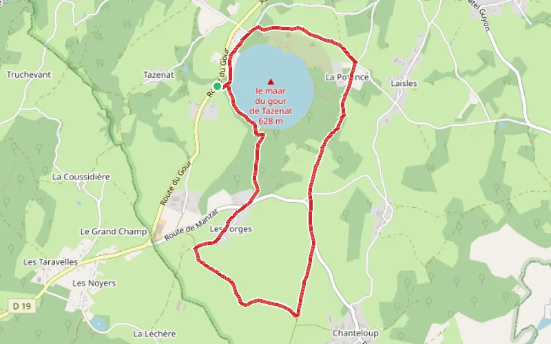 Tracé du parcours Le Gour de Tazenat