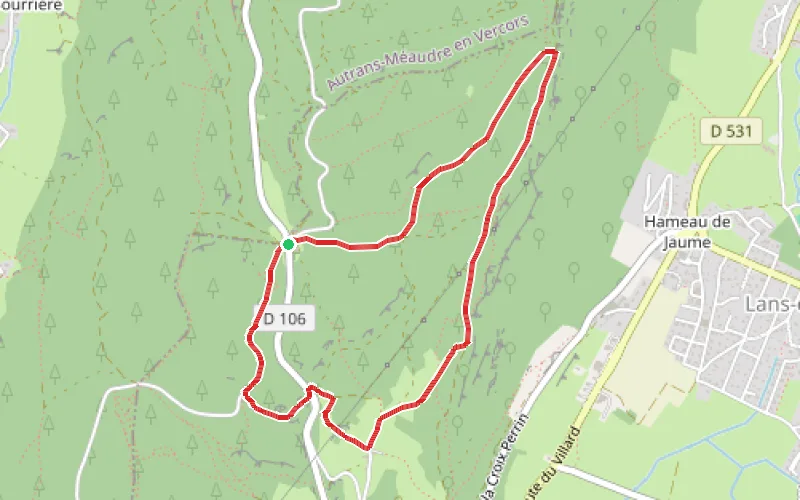 Tracé du parcours La Croix de Jaume au départ du Col de la Croix Perrin