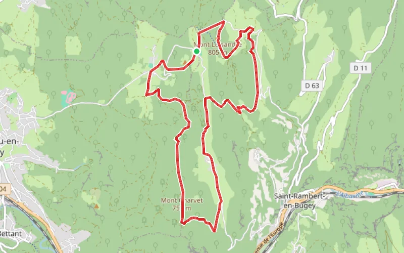 Tracé du parcours Château des Allymes et Mont Luisandre
