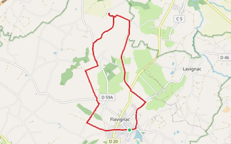 Tracé du parcours Boucle entre Flavignac et Texon