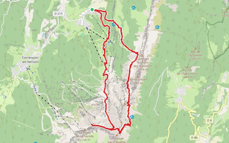 Tracé du parcours Autour de la barrière du Vercors