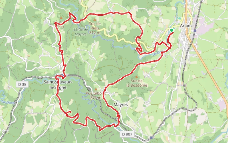 Tracé du parcours Issandolanges et la Tour de Clavelier par le barrage du Chalas