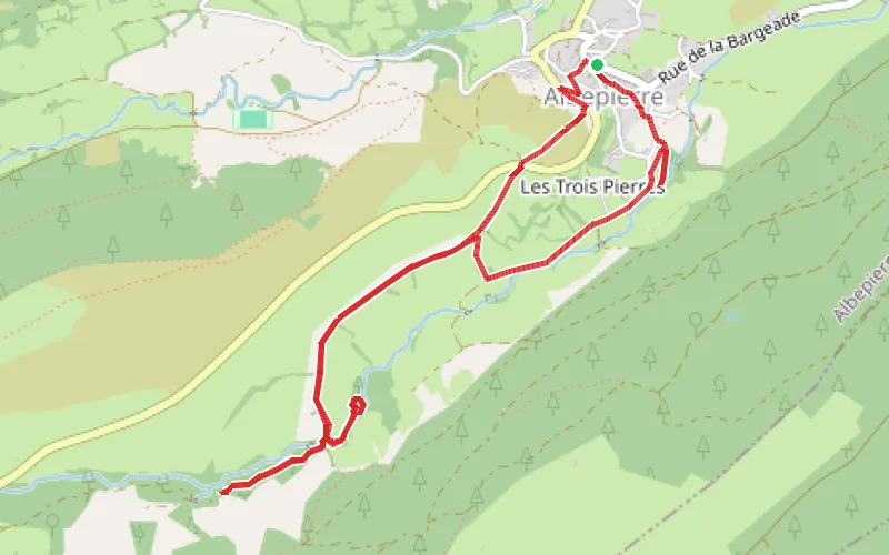 Tracé du parcours Trois cascades à Albepierre-Bredons